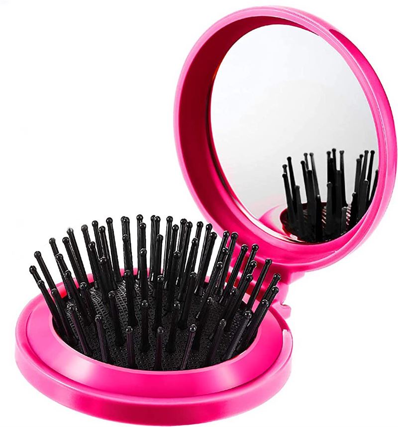 Compact Makeup mirror with brush - Pink