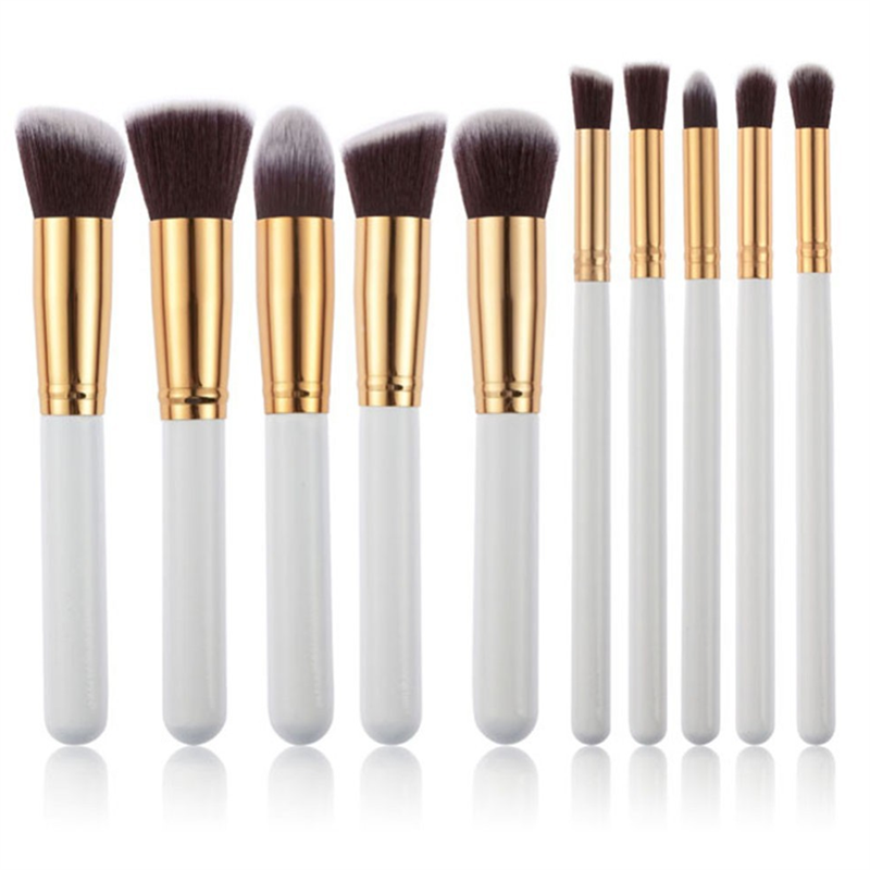 PRO Makeup Brushes White / Gold - Set of 10