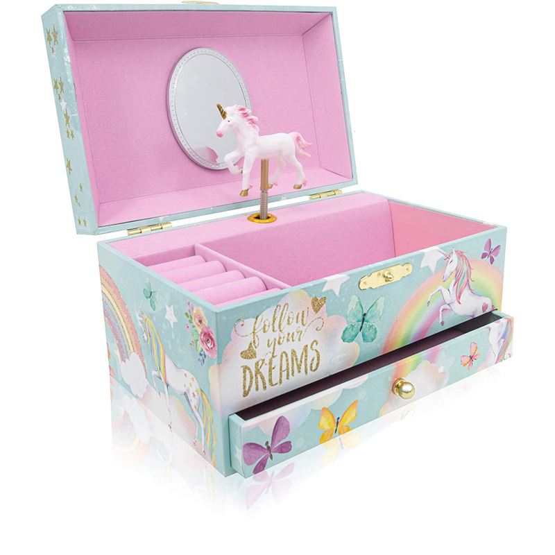 UNIQ Children's Jewellery Box with Music Ballerina (Unicorn) - Mint Green