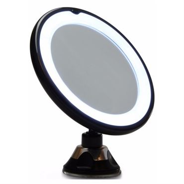  UNIQ Round Mirror with LED Lights and Suction Cup x10 Magnification Mirror - Black