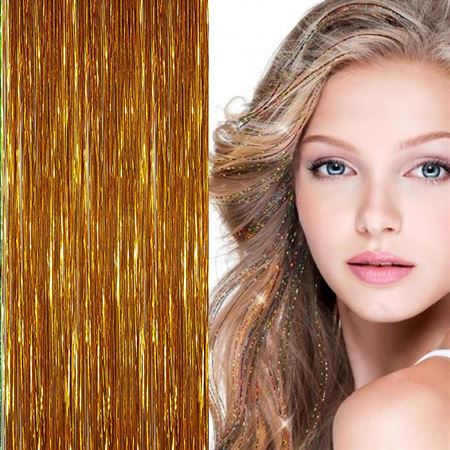 Bling Extensions - 100 glitter hair strands 80 cm, gold