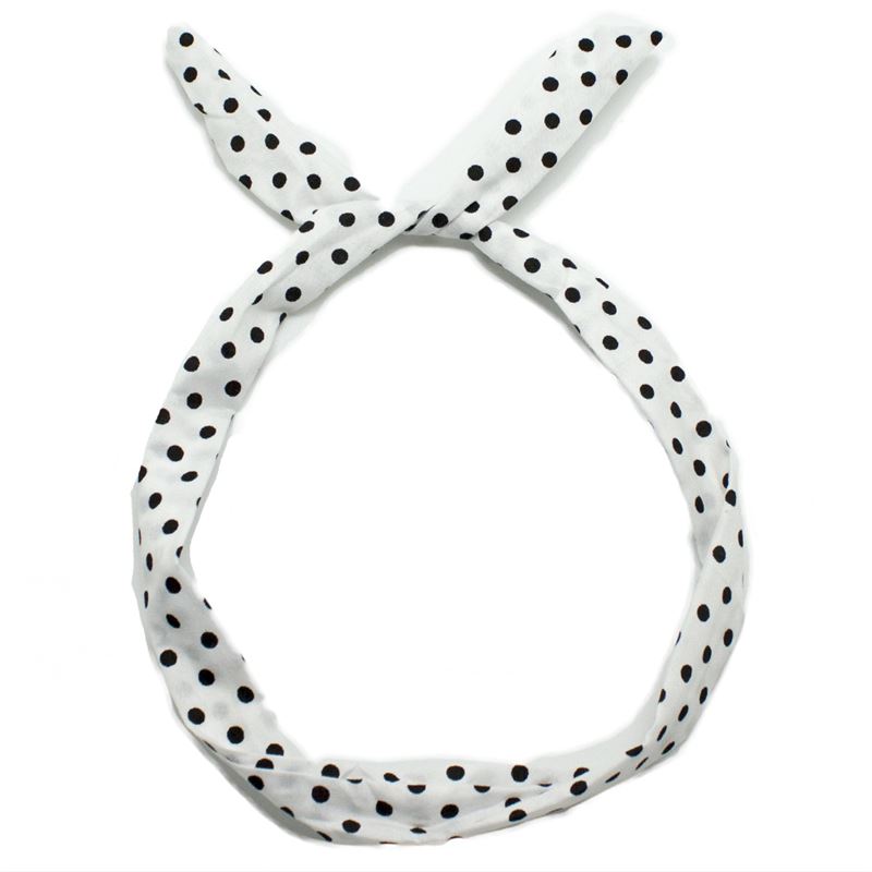 Flexi Hairband with wire - white with black polka dots