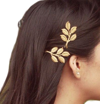 Gold Leaf Hair Pins - 2 pcs