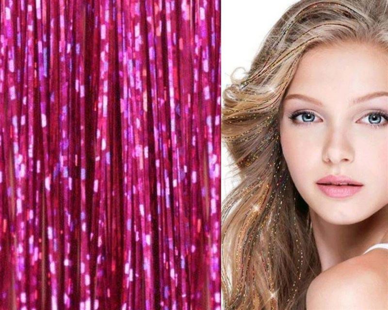 Bling Glitter Extensions - 100 pieces of glitter hair extensions, 80 cm - Rose