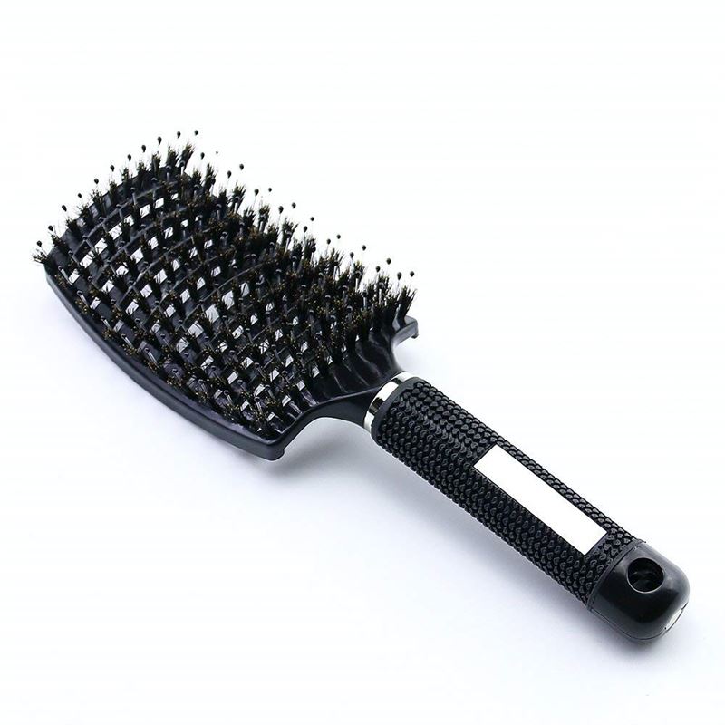 TBC Detangling Hairbrush with Wild Boar Hair - Black