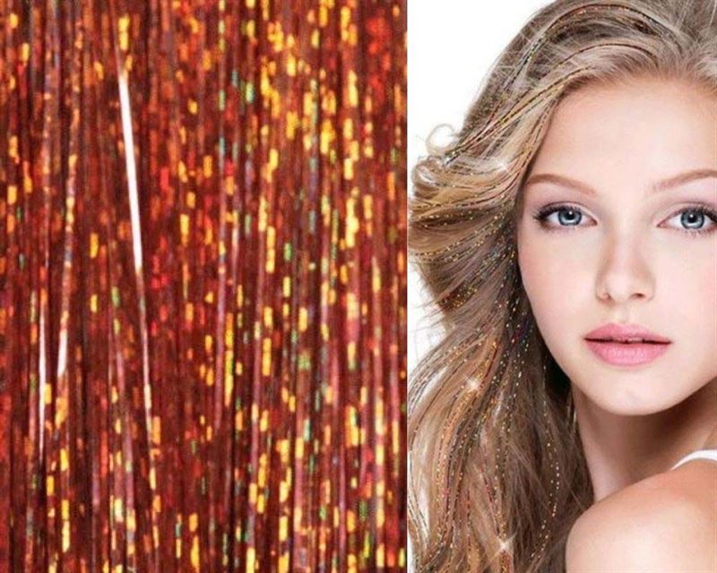 Bling Glitter Extensions 100 pieces of glitter hair extensions 80 cm - Champagne Gold