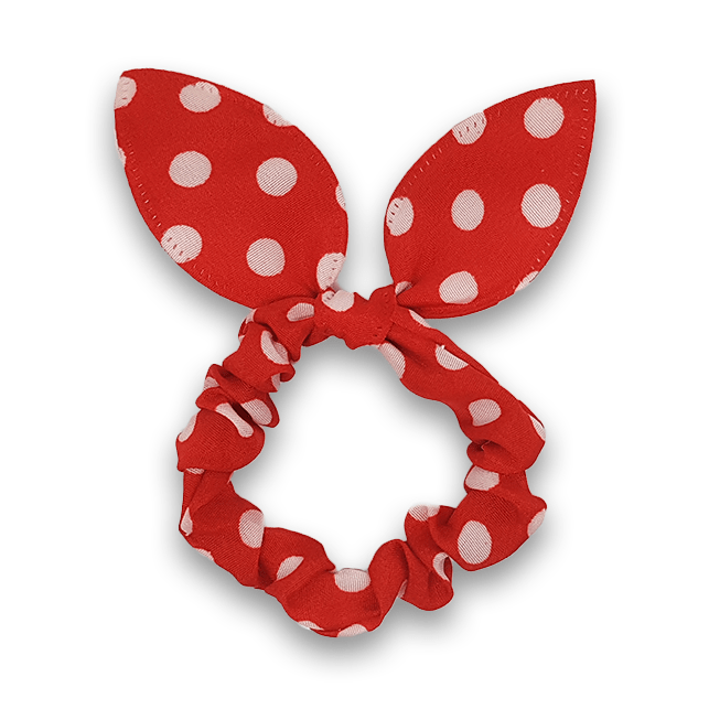 Scrunchie with loop - red with white dots
