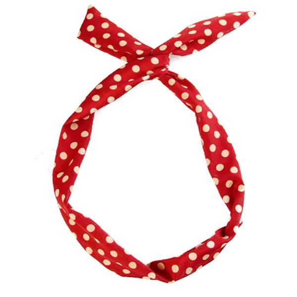 Flexi Headband with Wire - Red with White Polka Dots