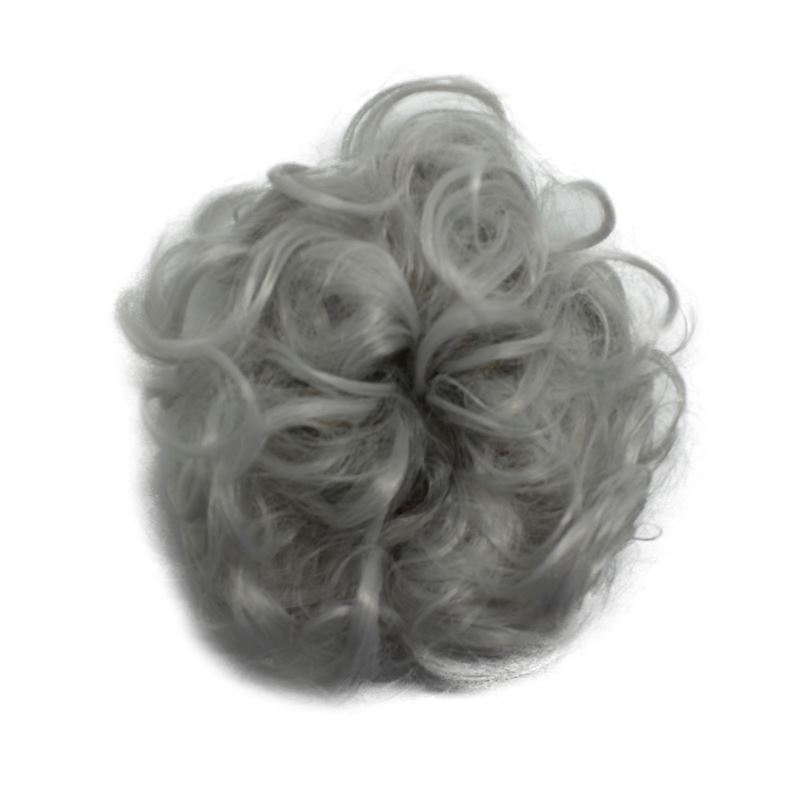 Messy Bun Hair Elastic with curly artificial hair - Light gray