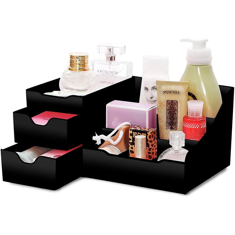 UNIQ Cosmetic Organizer for skincare & makeup - 9 Compartments - Black