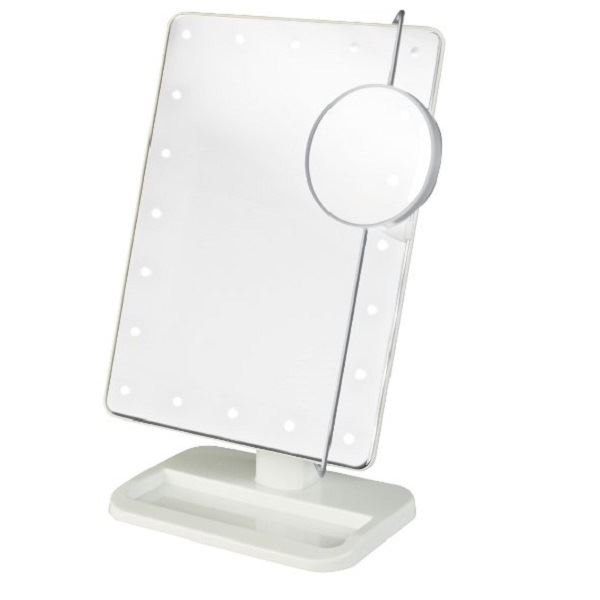 UNIQ Hollywood Makeup Mirror with LED Light and 10x Magnifying Mirror - White