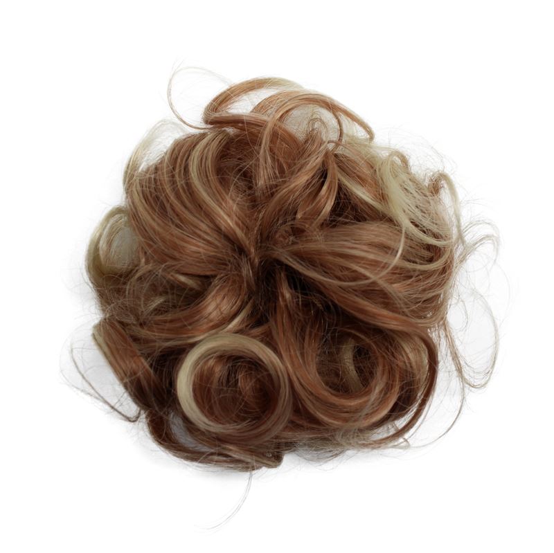 Messy Bun Hair Elastic with curly artificial hair #24/613 - Blonde/copper mix