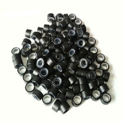 Microrings with Silicone for Extensions - Black 100 pcs