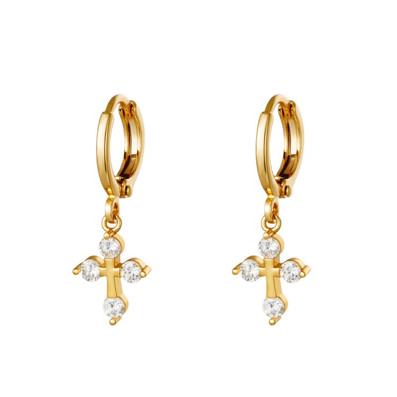 SOHO Gold-Plated Cross Hoop Earrings