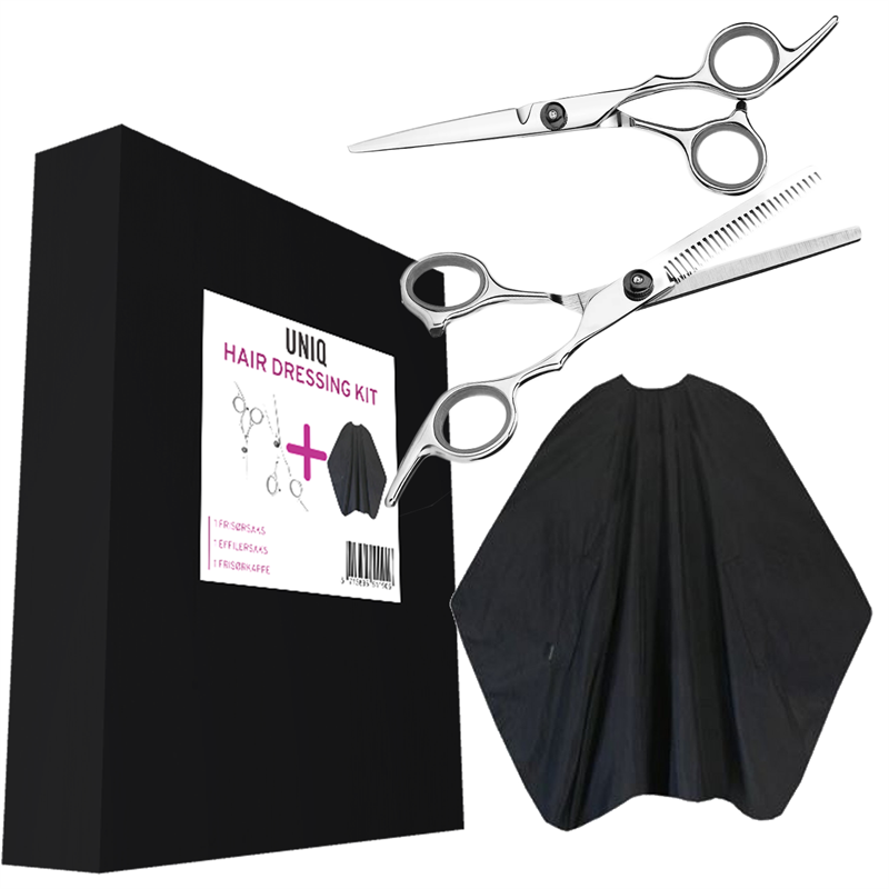  UNIQ Hairdressing Scissors Set for Home Use Including Hairdressing Cape