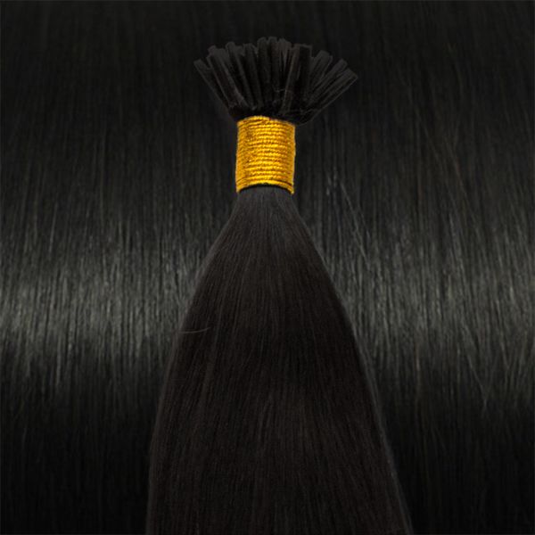50 cm Cold Fusion Hair Extensions Colored Black 1B#