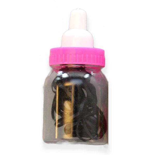 30 pcs Snag-free Hair Elastics 2mm - Black in a Baby Bottle