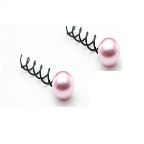 Spin Pins Hair Spirals w/ pink pearl 2 pcs