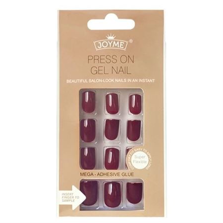 Click On / Press On Nails - Bordeaux Red #S130