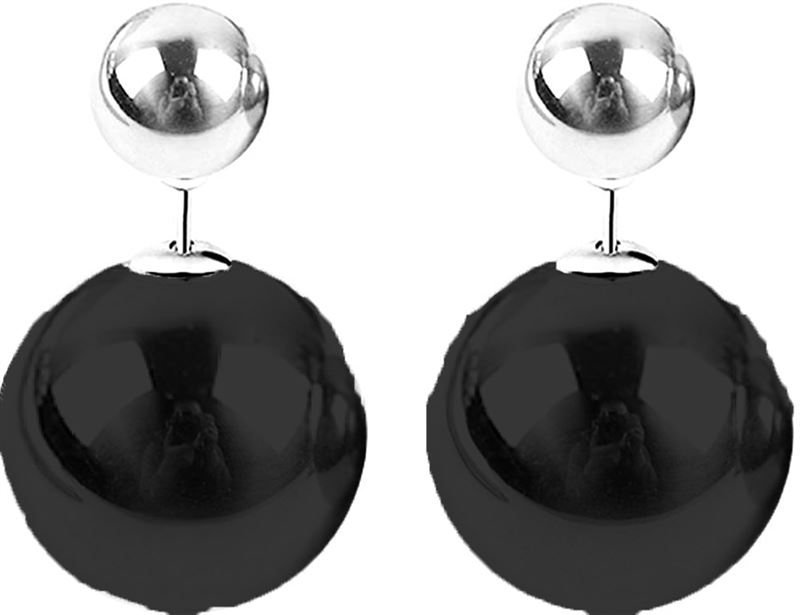 Double pearl earrings, black