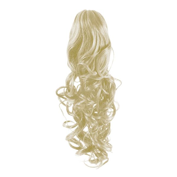Pony tail fiber extensions curly platinum blonde 60#