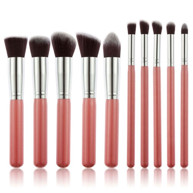 PRO Makeup Brushes Rose / Silver - 10 pieces