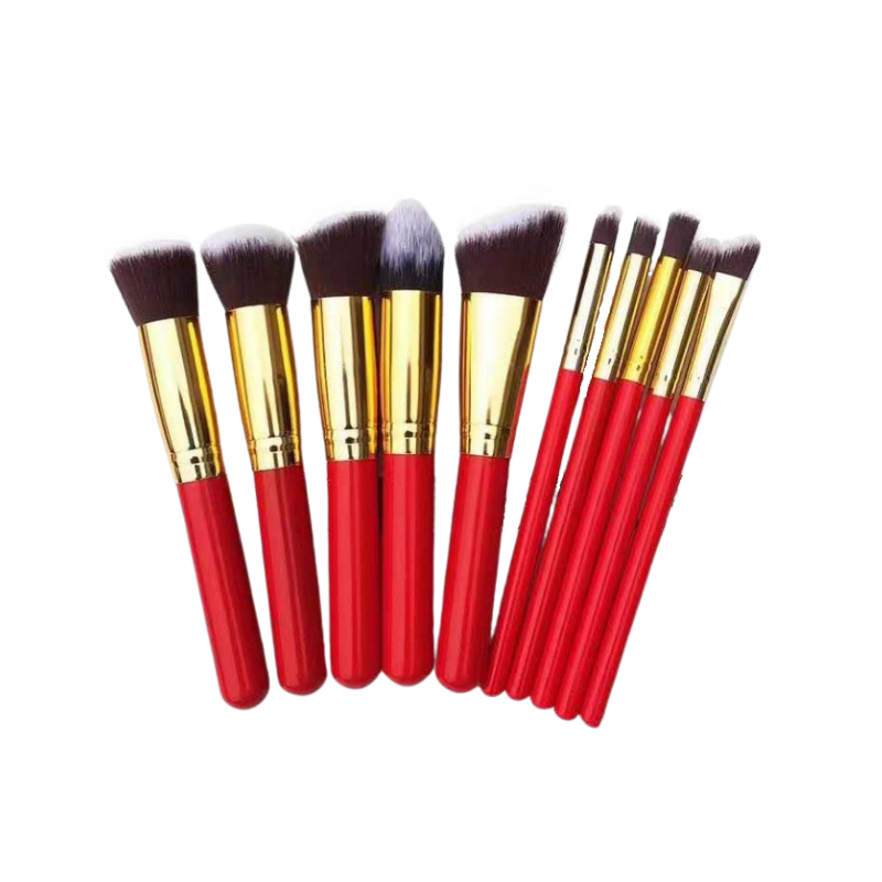 PRO Makeup Brushes Red - 10 pieces