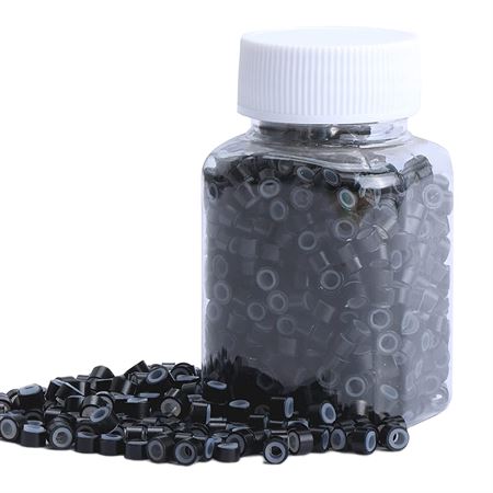 Micro Rings with Silicone for Extensions - Black 500 pcs