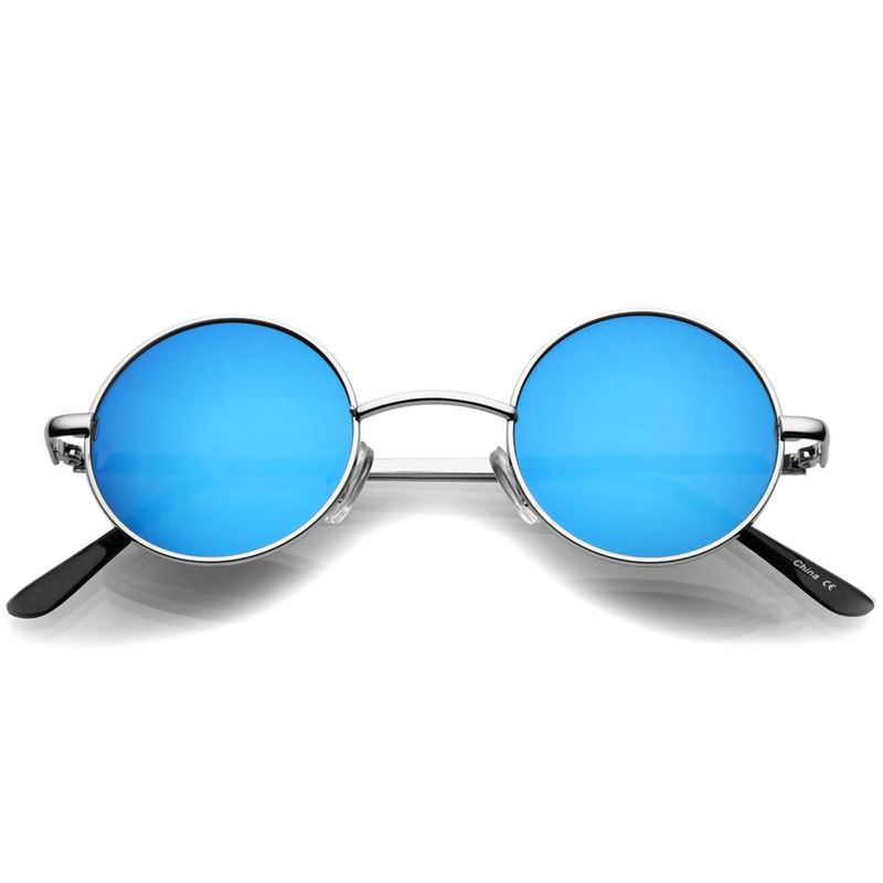 Retro Sunglasses - Round Blue Mirror
